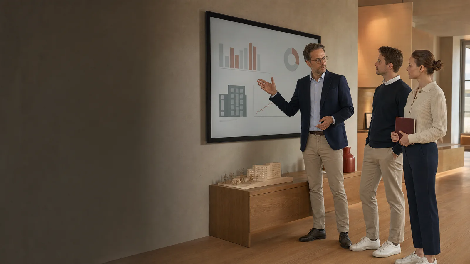 Kaufmännische Besprechung eines Immobilieninvestments